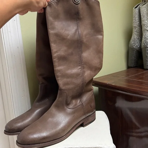 Frye Melissa Button 2 leather knee bootie - Picture 3 of 8